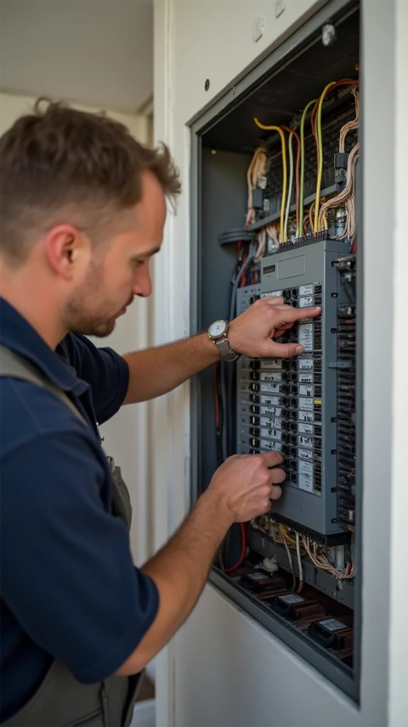 electrician safely installing new AFCI and GFCI breakers electrician safely installing new AFCI and GFCI breakers in San Francisco